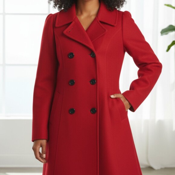 Unlisted Classic Red Double-Breasted Wool-Blend Peacoat Sz M - Picture 3 of 3